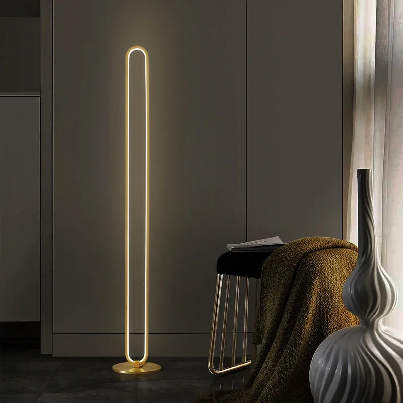 Lampadaire LED moderne Conception de boucle minimaliste, lampadaire dimmable pour salon chambre à coucher décoration de la maison