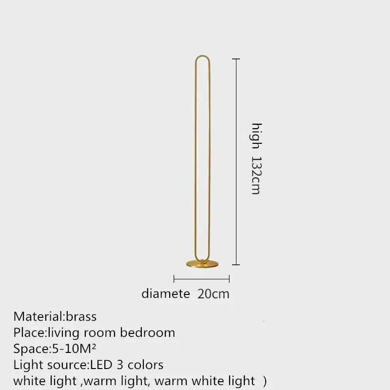 Lampadaire LED moderne Conception de boucle minimaliste, lampadaire dimmable pour salon chambre à coucher décoration de la maison