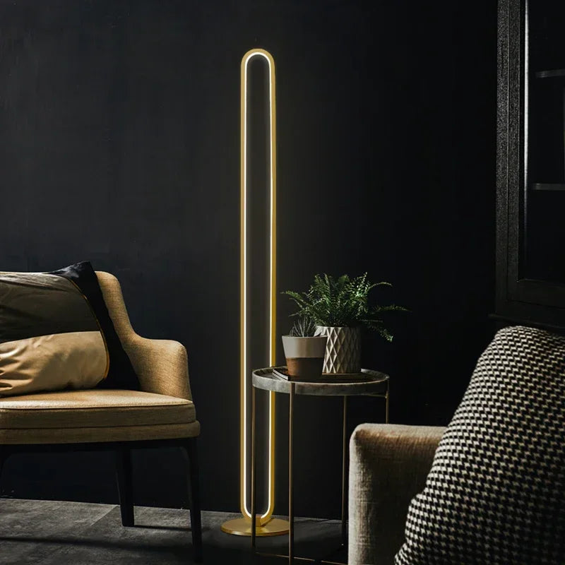 Lampadaire LED moderne Conception de boucle minimaliste, lampadaire dimmable pour salon chambre à coucher décoration de la maison